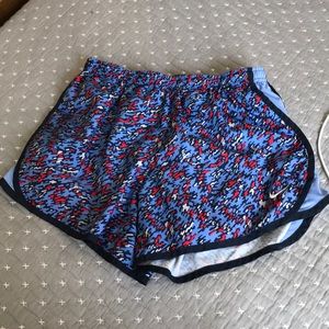 Blue and red girls nike shorts with tie